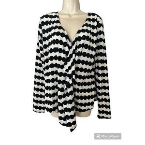 Karen Brooks Womens Open Front Cardigan Top Size Small Black And White